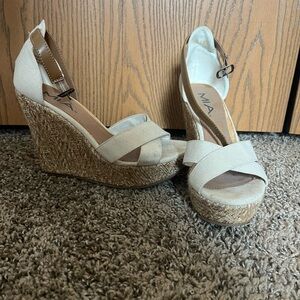 MIA Women's Cream Wedge Sandals